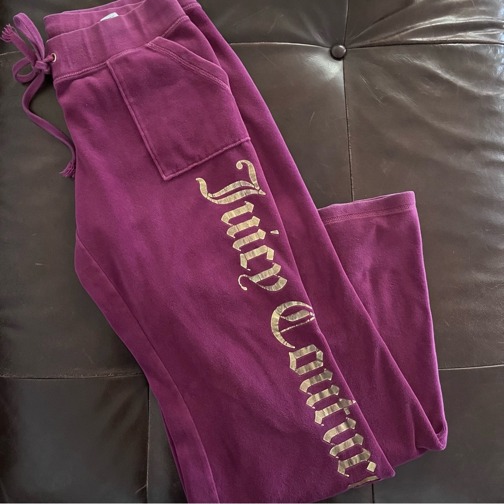 Juicy Couture Magenta Velour Joggers with Gold Script